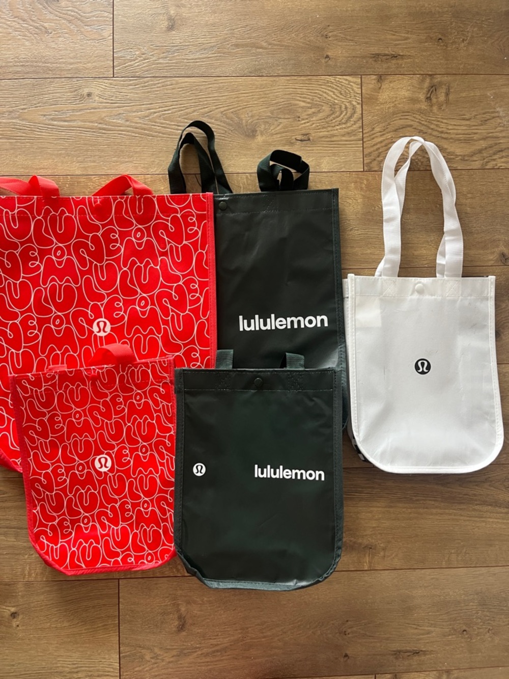 LULULEMON ❤️🤍🖤 Reusable Tote Bags Set - Red, Black & White